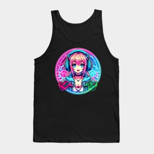 Neon gaming girl Tank Top